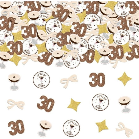 

200PCS 30th Birthday Confetti Coffee Cup Table Decorations Glitter Brown Number 30 Table Scatters for Women A Tiny Bit Older Cocktail Birthday Party Supplies