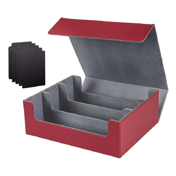 Caja de baraja de cartas coleccionables, juguete de colección, duradera, capacidad para 1800 cartas rojo y gris