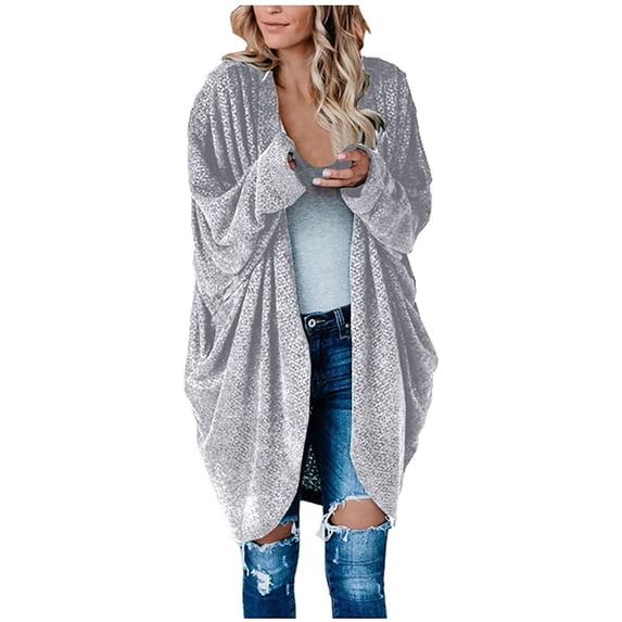 Uhndy 2022 Jackets for Women, Women Casual Christmas Printed Blouse Mid-Length Cardigan Long Sleeve Tops Sweater Winter Coats Christmas Gifts for Women