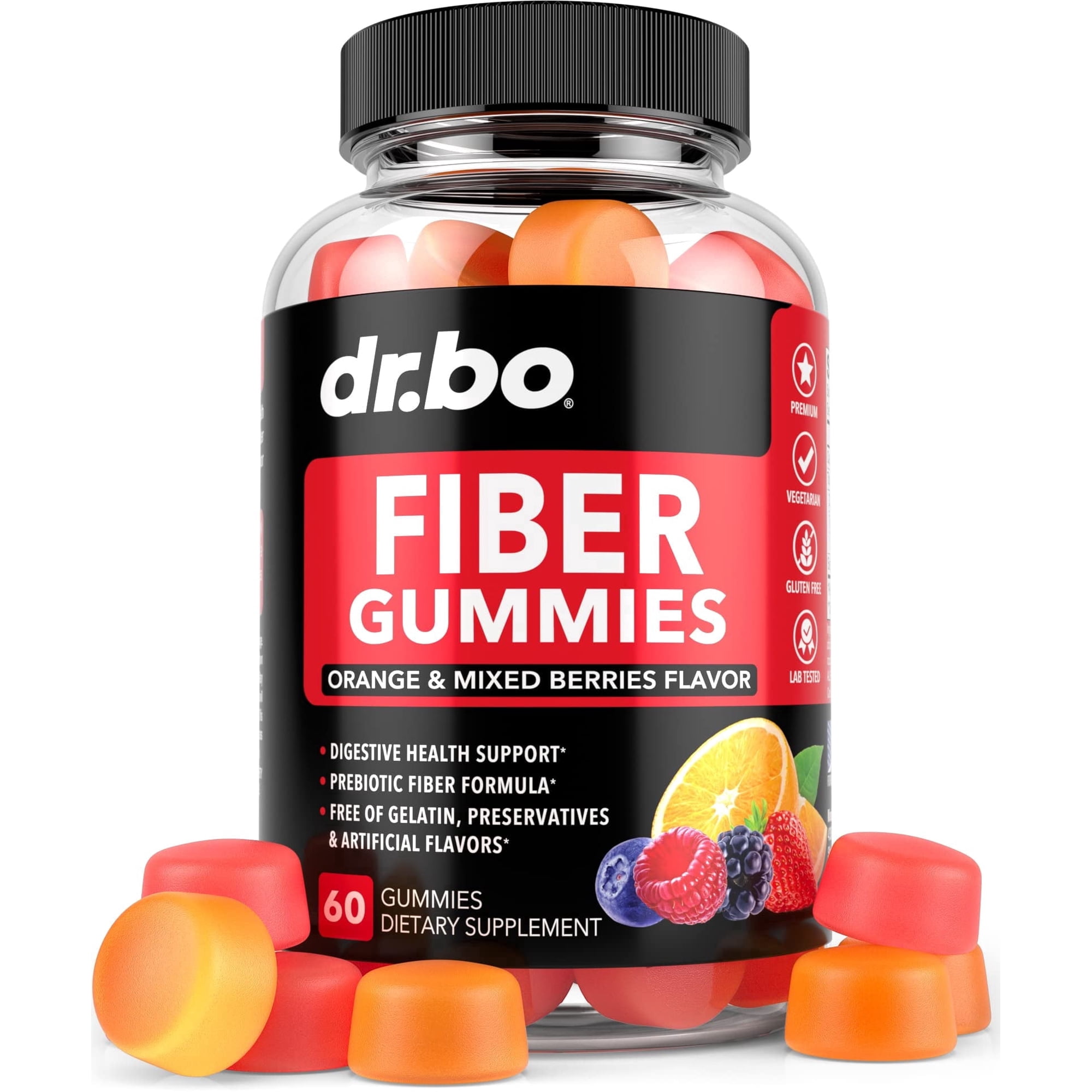 Fiber Gummies for Adults & Kids, Gummy Prebiotic Fiber Supplement, Gut Health 60 Gummies