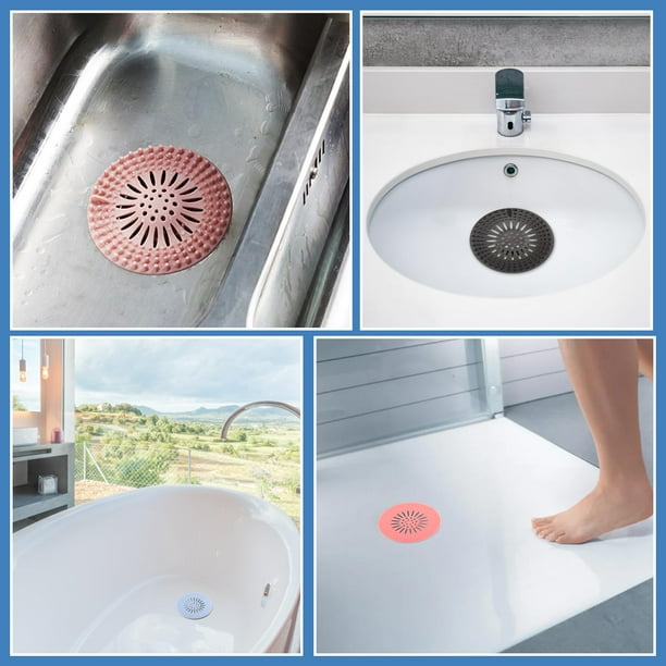 Billuyoard 8 unids/set desagües transparentes con filtro de drenaje de suelo fácil de instalar filtro de drenaje de suelo tapón de pelo Suministros de limpieza para el hogar