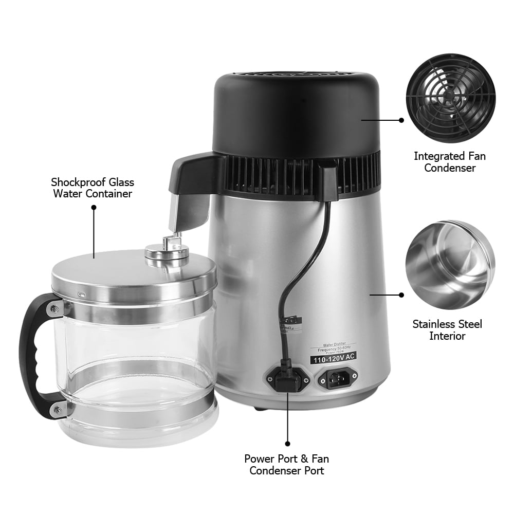 Moederland Overdreven Mona Lisa US-W]ZOKOP ZB-2 4L 110V 750W Countertop Water Distiller Machine Fully  Upgraded Stainless Steel Home Pure Water Purifier Filter White US Plug -  Walmart.com
