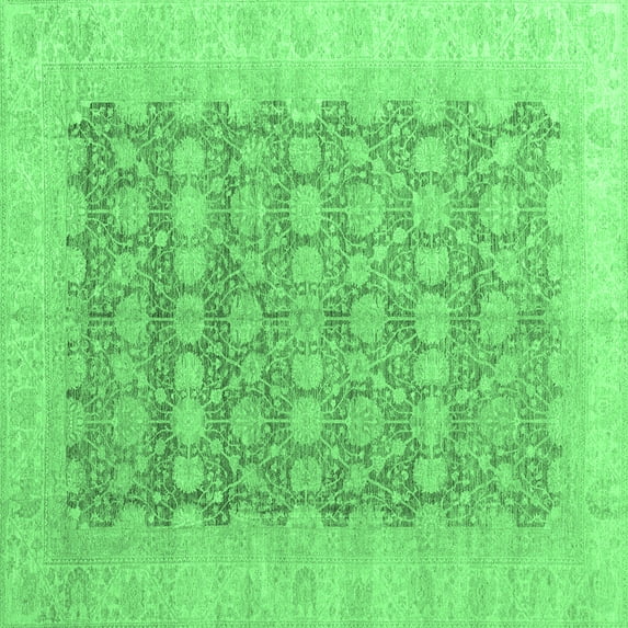 Ahgly Company Indoor Square Oriental Emerald Green Modern Area Rugs, 7' Square