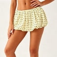 thumbnail image 4 of Hduncf Women's Y2K Polka Dots Bubble Mini Skirts Elastic Low Waist Puff Short Skirt Cute Teen A-Line Skirt Going Out Shorts Pants Yellow M, 4 of 6