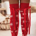 thumbnail image 4 of Rdhnmea Women's Christmas Thigh High Socks Cable Knit Over the Knee Boot Socks Xmas Snowflake Print Long Stockings Winter Warm Leg Warmers, 4 of 9
