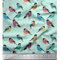 thumbnail image 3 of Soimoi Green polyester Crepe Fabric Rufous Flycatcher Bird Fabric Prints By Yard 52 Inch Wide, 3 of 3