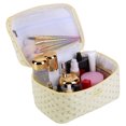 thumbnail image 4 of Neceser de maquillaje Coquette de doble capa con compartimentos de algodón floral para mujeres y niñas, 4 of 8