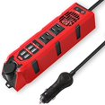 thumbnail image 2 of 200W Car Power Inverter DC 12V to 110V AC Converter with Dual AC Outlets, 4 Quick Charger 2.4A USB Ports and 1 Type C Port Cigarette Lighter Socket Charger Adapter Red, 2 of 4