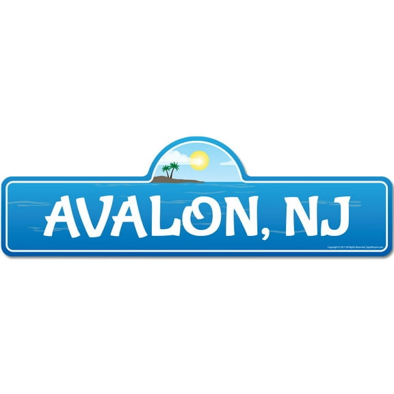 Avalon NJ New Jersey Beach Street Sign | Indoor/Outdoor | Surfer Ocean Lover Décor For Beach House Garages Living Rooms Bedroom | Signmission Personalized Gift