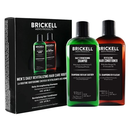 Brickell Men's Daily Revitalizing Hair Care Routine, Shampoo and Conditioner Set For Men, Mint and Tea Tree Oil Shampoo, Strength and Volume Enhancing Conditioner, Natural and Organic, Gift Set C31