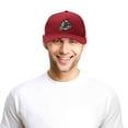thumbnail image 5 of DALIX Retro Brooklyn Hat Flat Bill Snapback Embroidered Baseball Cap in Maroon, 5 of 6