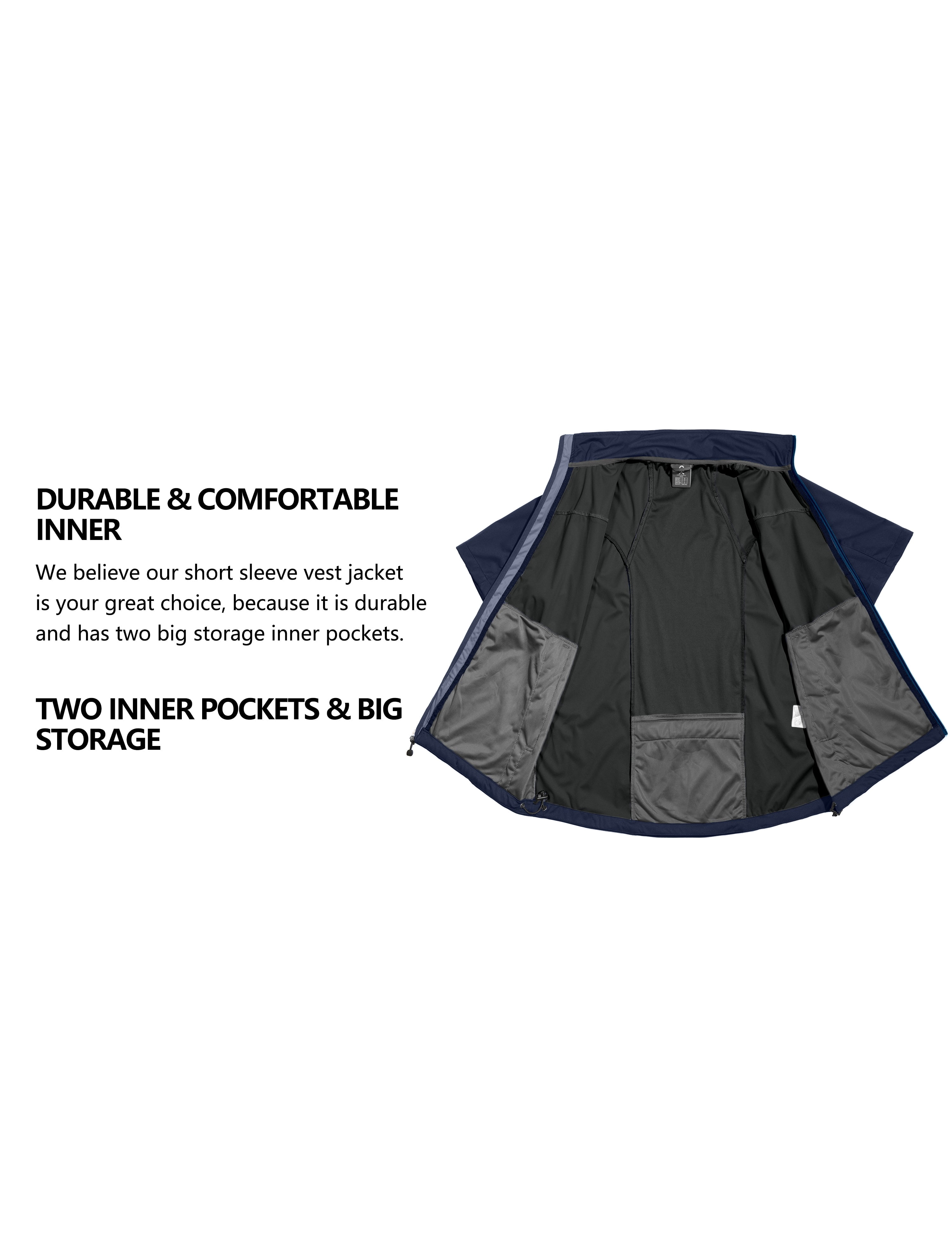 Little Donkey Andy Men's Lightweight Softshell Vests Short Sleeve Jackets for Golfing Hiking Running Size L