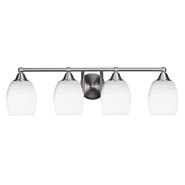 Toltec Lighting Paramount 4 Light Bath Bar In Brushed Nickel Finish With 5 White Matrix Glass