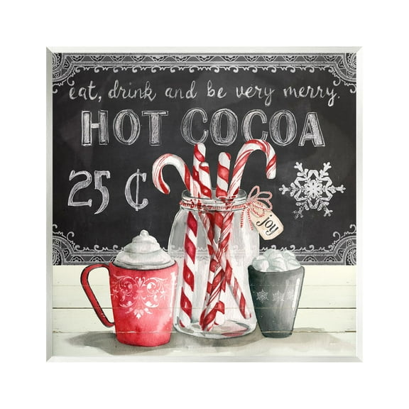 Stupell Industries Cocoa & Candy Canes Holiday Painting Unframed Art Print Wall Art, 12 x 12