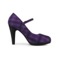 thumbnail image 3 of BLISSFUL STEP Women's Pump Plaid Platform Stiletto Heels Pumps Purple 6, 3 of 7
