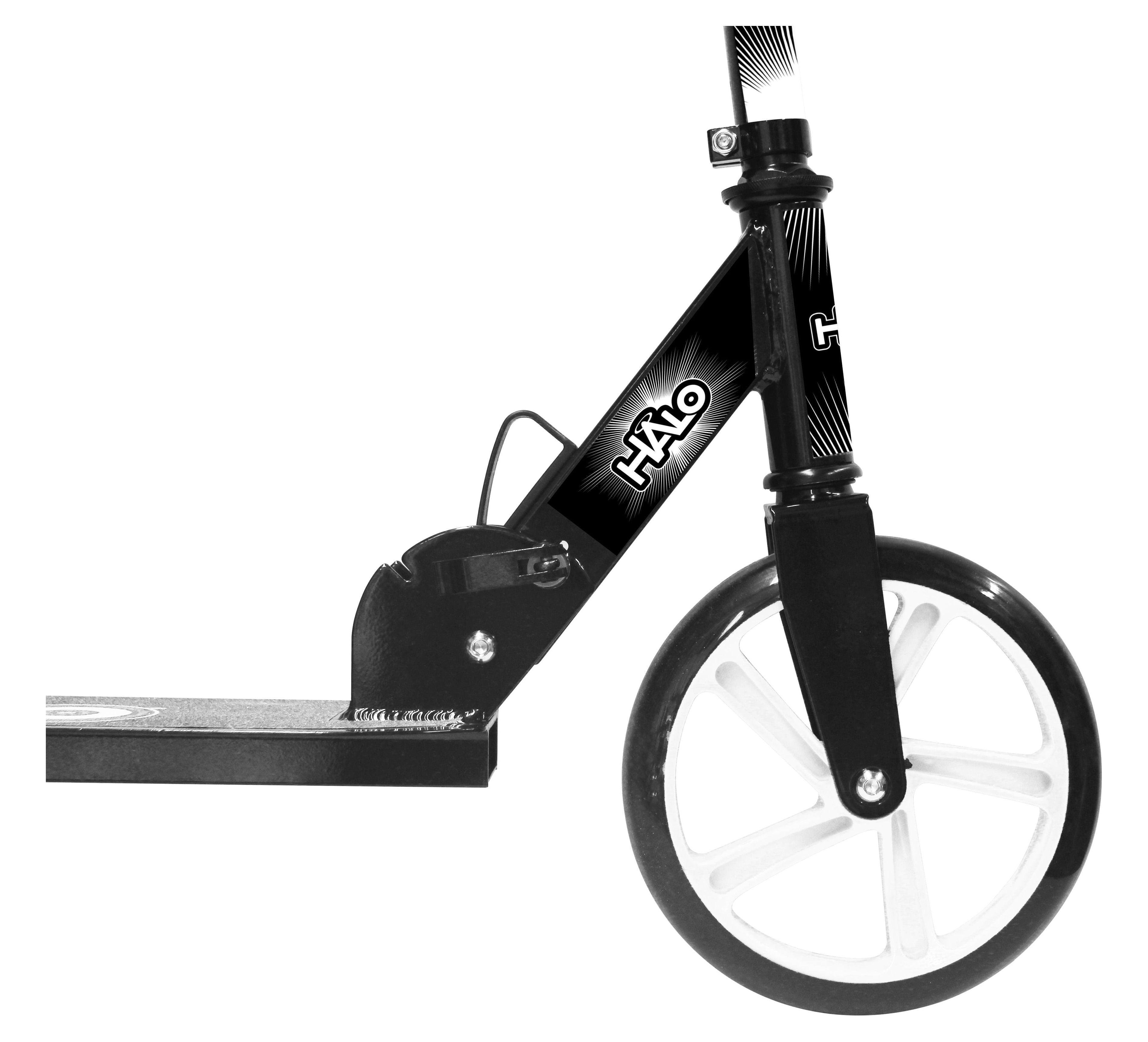 HALO Rise Above Supreme Big Wheel Scooter - Black and White - Designed for Unisex Riders up to 220 lbs