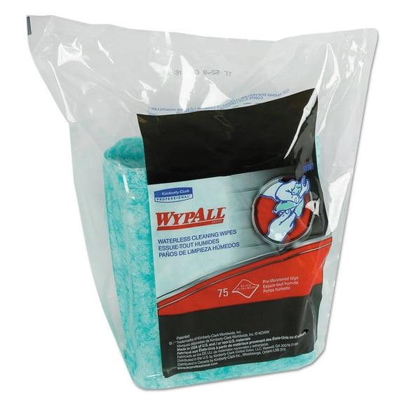 WypAll* Waterless Cleaning Wipes Refill Bags, 10 1/2 x 12 1/4, 75/Pack