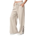 thumbnail image 2 of GILIGEGE Cotton Linen Pants for Women Lightweight Slacks Loose Fit Summer Pants Trousers Long Pant Flowy Wide Leg Trousers Breathable Linen Pant Soft Comfy Long Lounge Pants for Summer Dress Pants M, 2 of 9