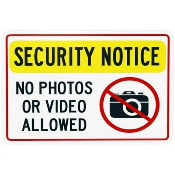 No Photos Or Video Allowed Sign,Security Warning,Prohibition Security Metal Signs for Home Busines Outdoor Indoor Garage Street Wall Caution Decor 12 x 8 Inch