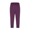 thumbnail image 4 of Women's Soild Color Harem Cropped Pants with Pleated Waist, Loose Fit Yoga Lounge Pants, Soft Cropped Joggers for Fitness, Workout, and Casual Wear Wine M, 4 of 7