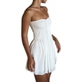 thumbnail image 5 of Coduop Women's Bodycon Strapless Ruffle Tube Mini Dress Summer Ruched Frill Trim Bandeau Dress, 5 of 7