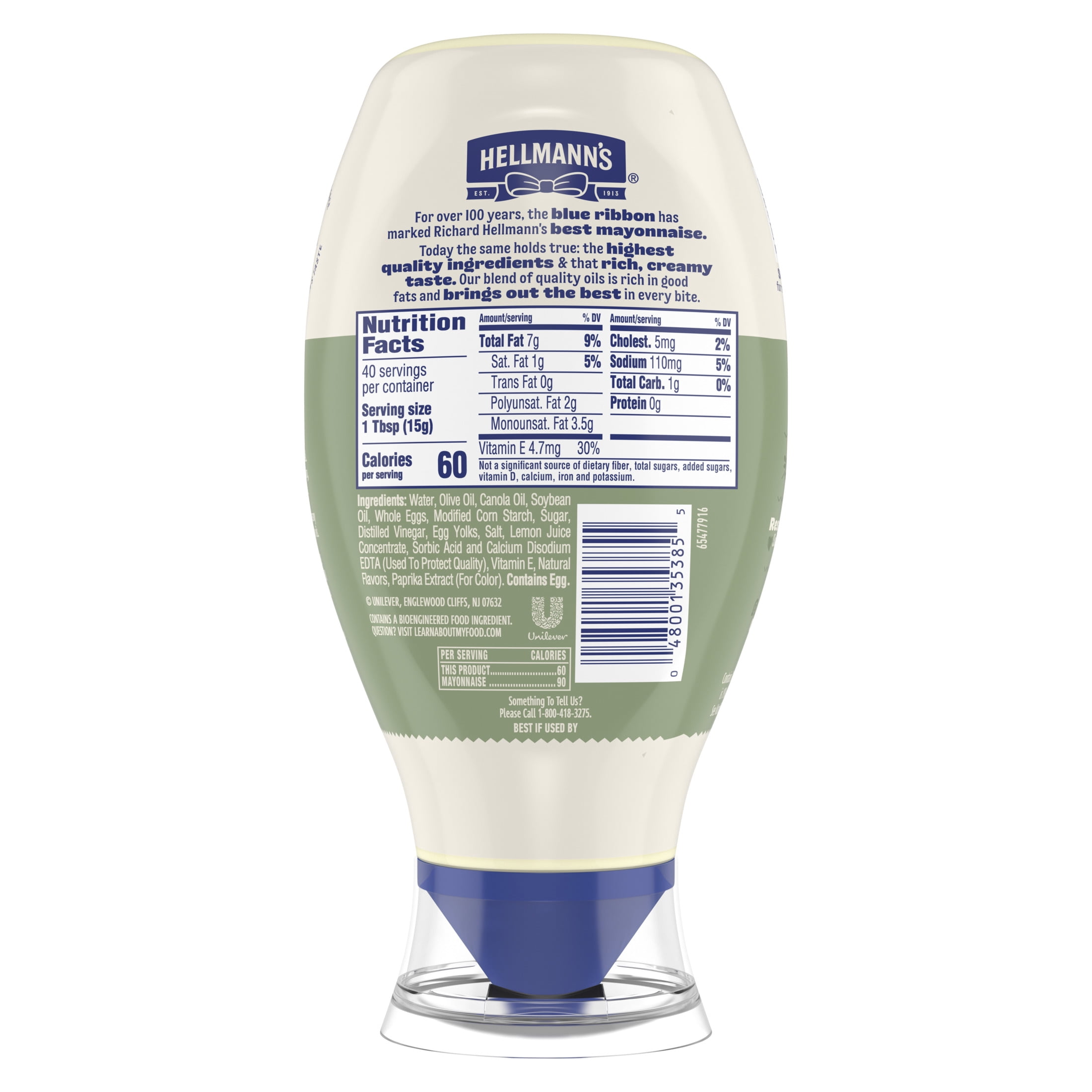 (12 pack) Hellmann's Mayonnaise Dressing with Olive Oil Rich in Omega-3 ALA 20 fl oz