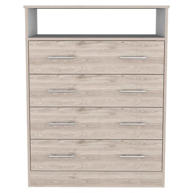 TUHOME Peru L Four Drawer Dresser - Light Gray/White Engineered Wood