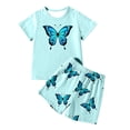 thumbnail image 3 of Hiijoy Toddler Girls Outfits Butterfly Print Short Sleeve T Shirt Shorts Summer Casual Clothes Set, Sizes 3-4T, 3 of 3