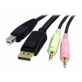 thumbnail image 4 of StarTech.com 6ft 4-in-1 USB DisplayPort�� KVM Switch Cable w/ Audio & Microphone (DP4N1USB6) - Video / USB / audio cable - USB, mini-phone stereo 3.5 mm, DisplayPort (M) to USB, mini-phone stereo 3.5 mm, DisplayPort (M) - 6 ft - molded - black - for P/N: SV231DPU, SV231DPUA, 4 of 6