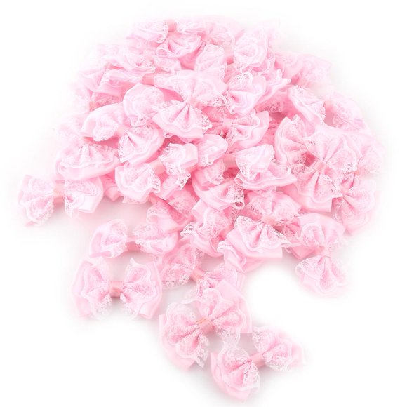 Qiilu 50 Pcs Appliqués en Forme de Nœud Papillon Dentelle Artisanat Nœud Décoration de Mariage, Décoration de Mariage, Décoration de Couture