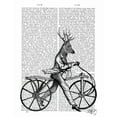 thumbnail image 2 of Fab Funky 20x24 Black Ornate Wood Framed with Double Matting Museum Art Print Titled - Dandy Deer on Vintage Bicycle, 2 of 4
