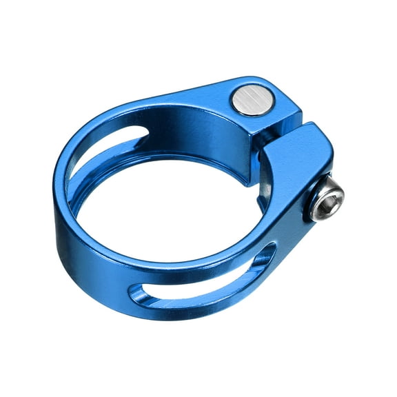 Uxcell Bike Seat Post Clamp, 34.9mm Aluminum Alloy Bicycle Seat Post Clamp Quick Release Tube Clip for 30.4-31.6mm Mountain Road Bike Tube, Blue