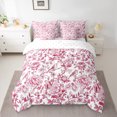 thumbnail image 2 of Homewish Rustic Flower Leaves 7 Pieces Bedding Comforter Set,Country Floral Full Bedding Set,Pink White Fitted Sheet Flat Sheet For Girls,Microfiber Bedroom Decor Reversible, 2 of 8