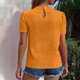 thumbnail image 3 of Blusas de Manga Corta para las Mujeres de la Moda Color Sólido Botón de Verano con Cuello Redondo, Poliéster, 3 of 7