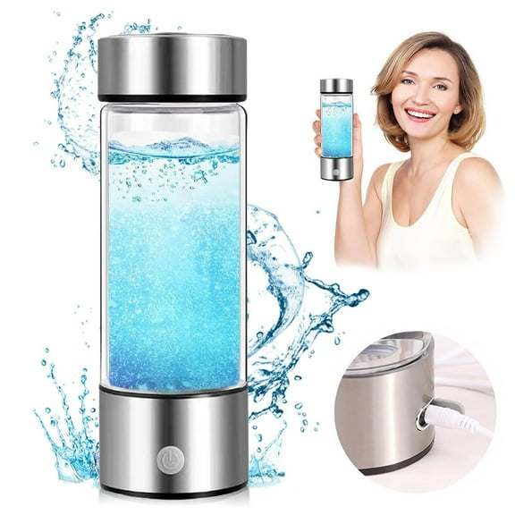 Hydrogen Water Bottle, 1200Pbb Portable Hydrogen Water Ionizer Machine, Hydrogen Water Generator, Hydrogen Rich Water Glass Health Cup for Home Travel (Sliver)