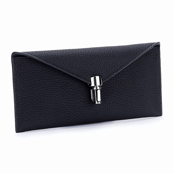 Genuine Leather Women Wallets Fashion Lock Long Purse First Layer Of Cowhide Female Wallet Clutch Bag Thin Envelope Billfold