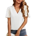 thumbnail image 2 of Sngxgn Women's V Neck Short Sleeve Long Sleeve Slim Fit T Shirt Tops Tee(White,XXL), 2 of 6