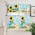 thumbnail image 2 of 3 Piece Kitchen Curtains and Valances Set Farm Sunflowers Cafe Curtains 24 Inch Length Idyllic Country Botanical Bee Turquoise Valance & Tier Curtain for Living Room Bedroom Window 54"x18"+27"x24"*2, 2 of 6