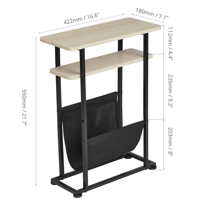 ZEXVIDA Narrow End Table with Magazine Rack, Oak photo 8