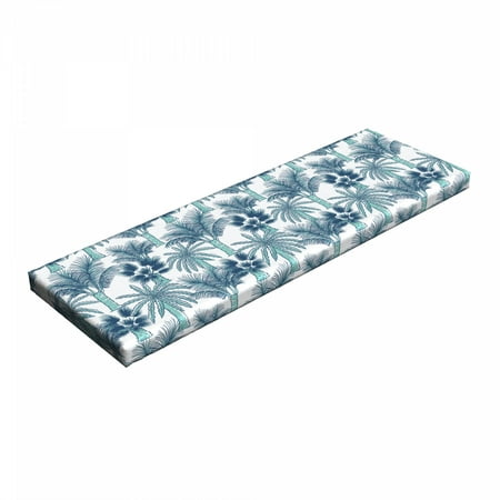 

Palm Bench Pad Continuous Tropical Themed Pattern of Bicolour Exotic Tree Sketches HR Foam Cushion with Decorative Fabric Cover 45 x 15 x 2 Dark Sky Blue Seafoam by Ambesonne