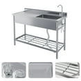 thumbnail image 3 of Stainless Steel Utility Sink, 47 Inch Single Bowl Free Standing Sink with Workbench, Faucet & Hot & Cold Water Plumbing for Laundry Room, Kitchen, Garage, Workshop, Outdoor Use, Deep Basin, 3 of 6