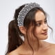 thumbnail image 2 of Diadema acolchada con perlas de imitación, diadema de ala ancha con esponja, diadema para mujer, gris, 2 of 7