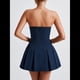 thumbnail image 5 of Vestido Corto Ajustado de Corte A Sin Mangas, Sexy, con Pliegues y Sin Tirantes para Mujer, Estilo Y2K Azul Marino S, 5 of 7