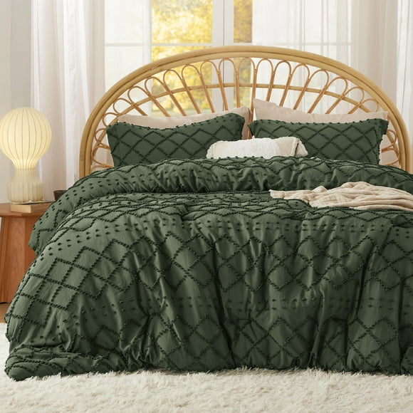 Juego de edredón Bedsure Queen verde oliva con 2 fundas de almohada