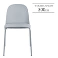 thumbnail image 6 of Set of 2 Stackable Dining Chairs, Blue Plastic Curved Back, Padded Faux Leather Seat, Chrome Metal Legs, Armless Side Chairs for Kitchen, Dining Room, Patio, Restaurant, Indoor/Outdoor Use, Grey, 6 of 18