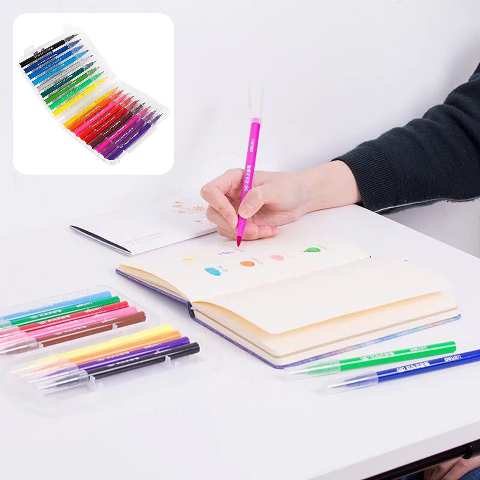 SHENGXINY 18PCS Acrylic Paint Markers Multi Functional Watercolor Brush Pen for Drawing Journaling Handmade Gifts Flexible Nylon Tip Rich Color Gradient Even Ink Flow Durable Pigment