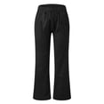 thumbnail image 5 of Womens Linen Pants Wide Leg Drawstring Waist Cotton Linen Pants Summer Casual Loose Fit Trousers with Pockets Black 2XL, 5 of 6