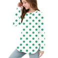thumbnail image 6 of OVBMPZD Lightweight Girls Kids Undershirts Tunic Green Long Sleeve Side Split Polka Dot Soft Crewneck Blouses Girls Blouse Size 11 Years, 6 of 6