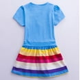 thumbnail image 3 of Toddler Kid Little Girls Short Sleeve Cartoon Rainbow Unicorn Dress Casual Dress, Blue 3T, 3 of 11