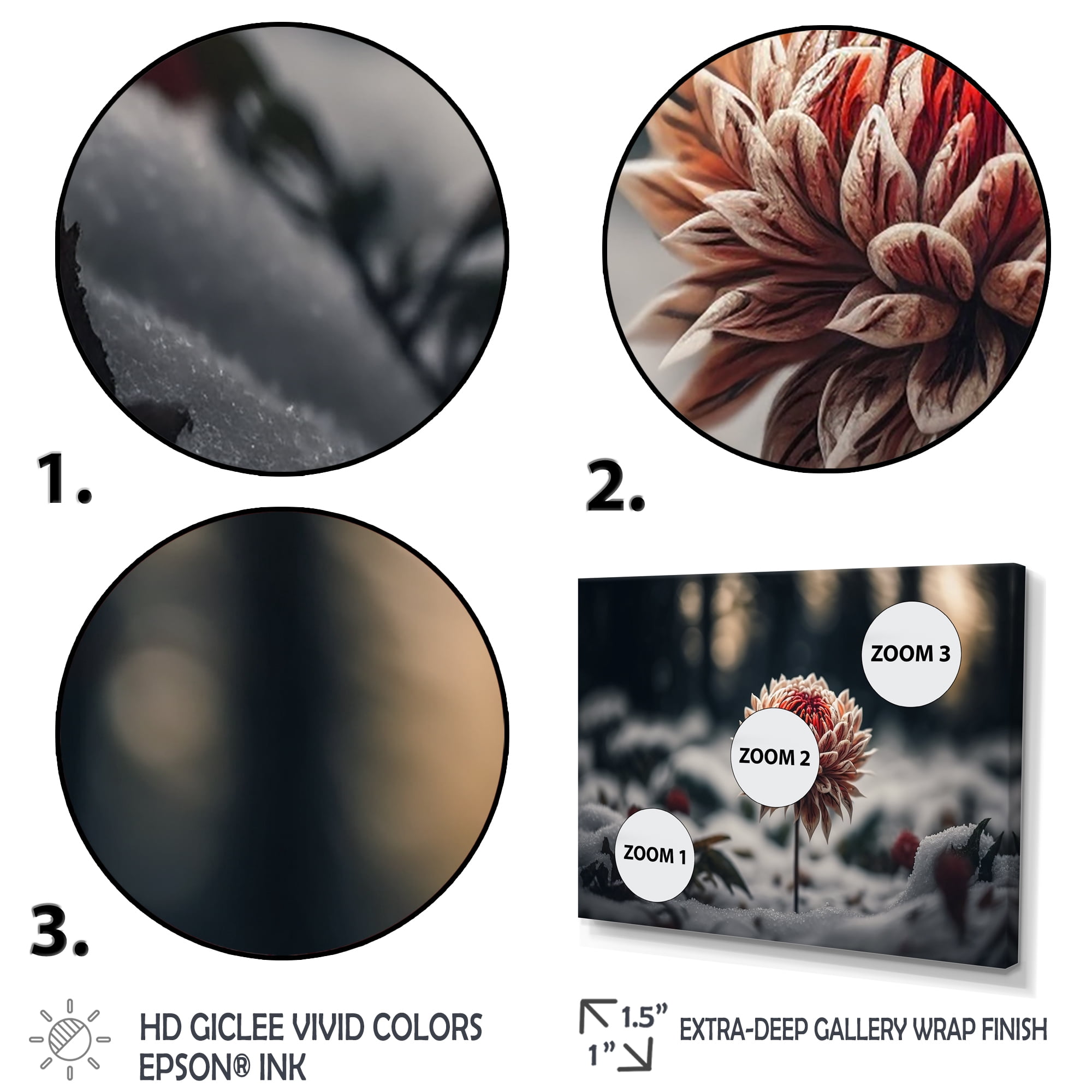 Designart A Blooming Red Dahlia Flower In Winter III Canvas Wall Art